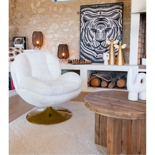 Witte Memento fauteuil, gouden onderstel