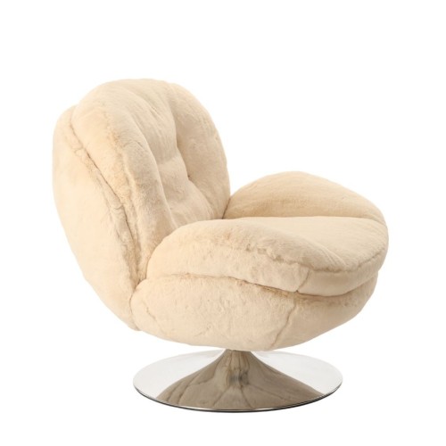 Fauteuil Memento Fausse Fourrure Poils Longs Fuschia