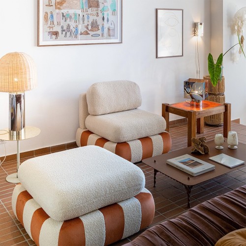 Fauteuil Circus Velours Camel/Tabac