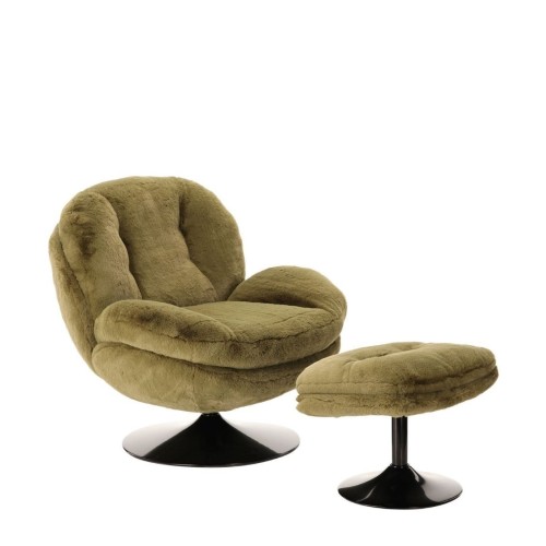 Repose Pied Memento Fausse Fourrure Kaki