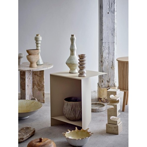 Banc Bobbie en tissu bouclé clair