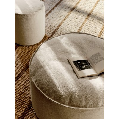 Pouf en coton Aun - Ø80 - Blanc cassé