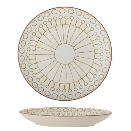 Assiette en érable, verte, en grès