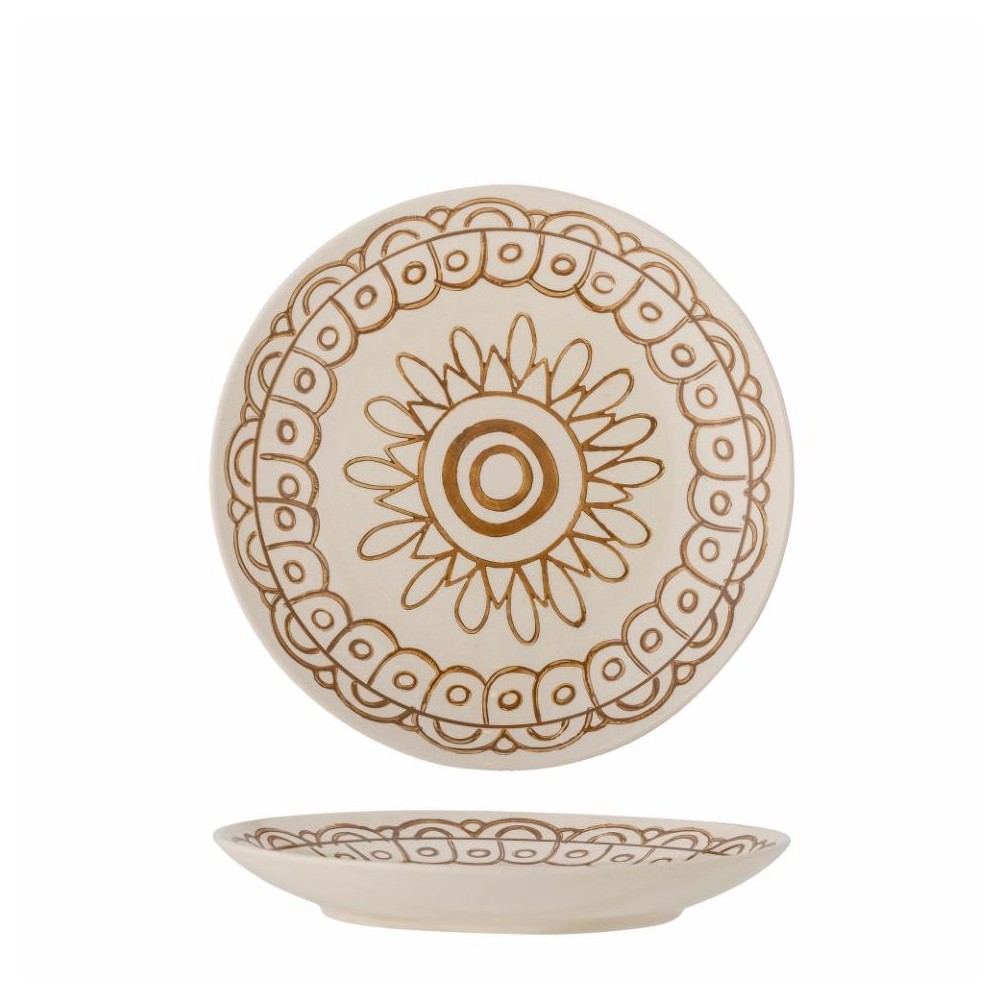 Assiette en érable, verte, en grès