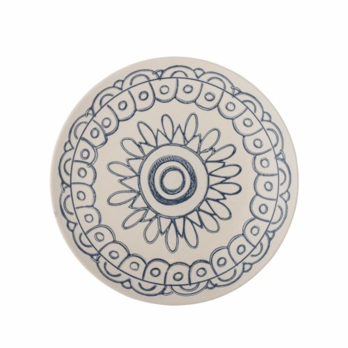 Assiette en érable, bleue, grès