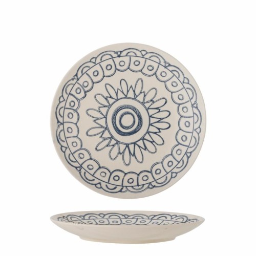 Assiette en érable, bleue, grès