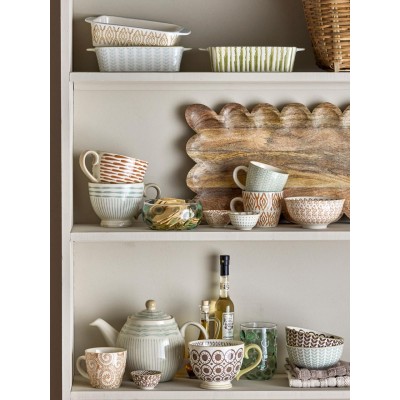 Assiette en érable, verte, en grès 2