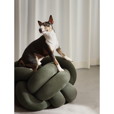 Grey knotted cushion pouffe 2