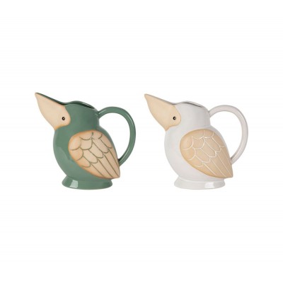 Set of 2 CALAO WHITE and SAUGE stoneware PICETS CÔTE TABLE