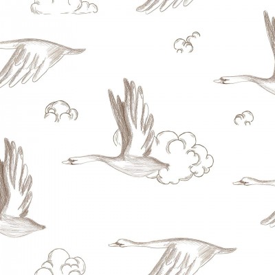 Papier peint oies et nuages- NATURAL Lilipinso