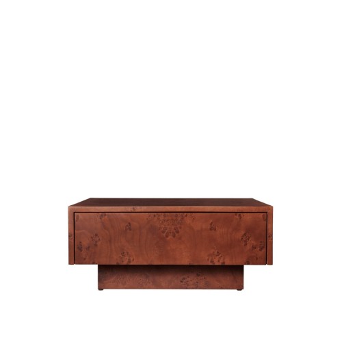 Table basse de rangement en ronce - Teinté foncé