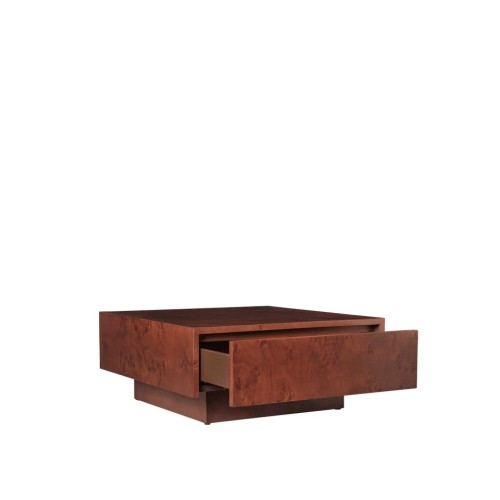 Table basse de rangement en ronce - Teinté foncé