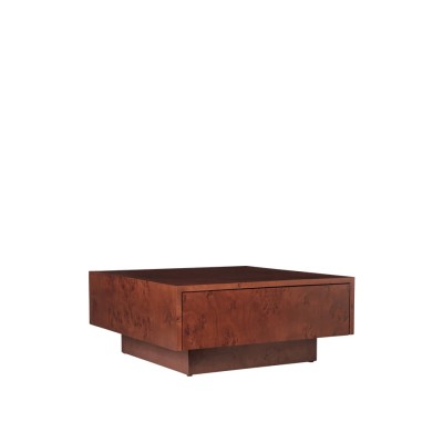 Table basse de rangement en ronce - Teinté foncé