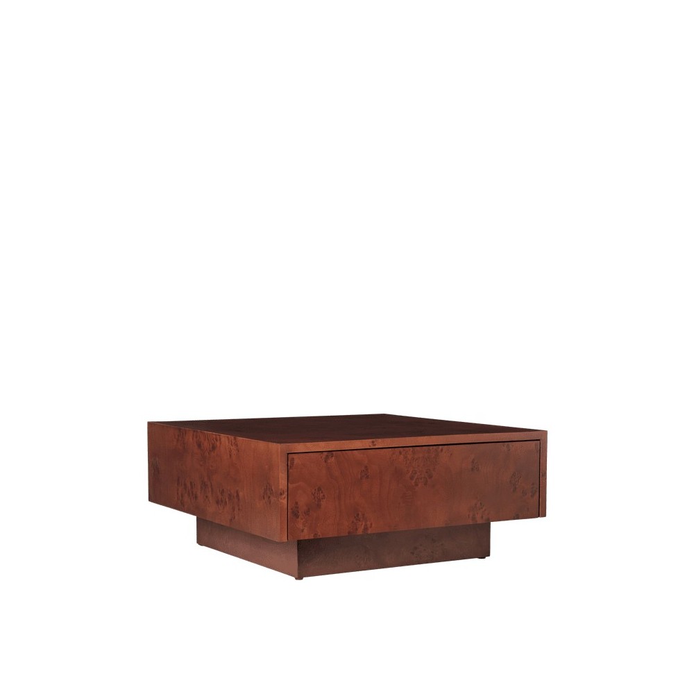 Table basse de rangement en ronce - Teinté foncé