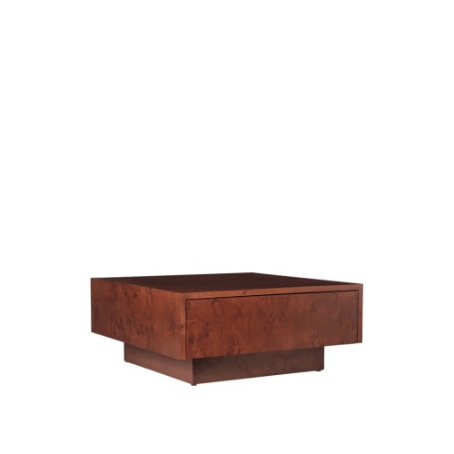 Table basse de rangement en ronce - Teinté foncé