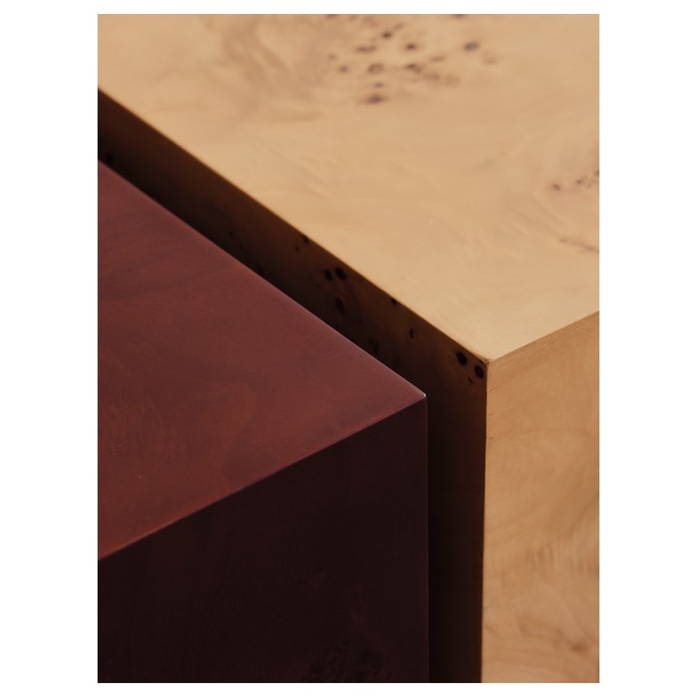 Table basse de rangement en ronce - Teinté foncé