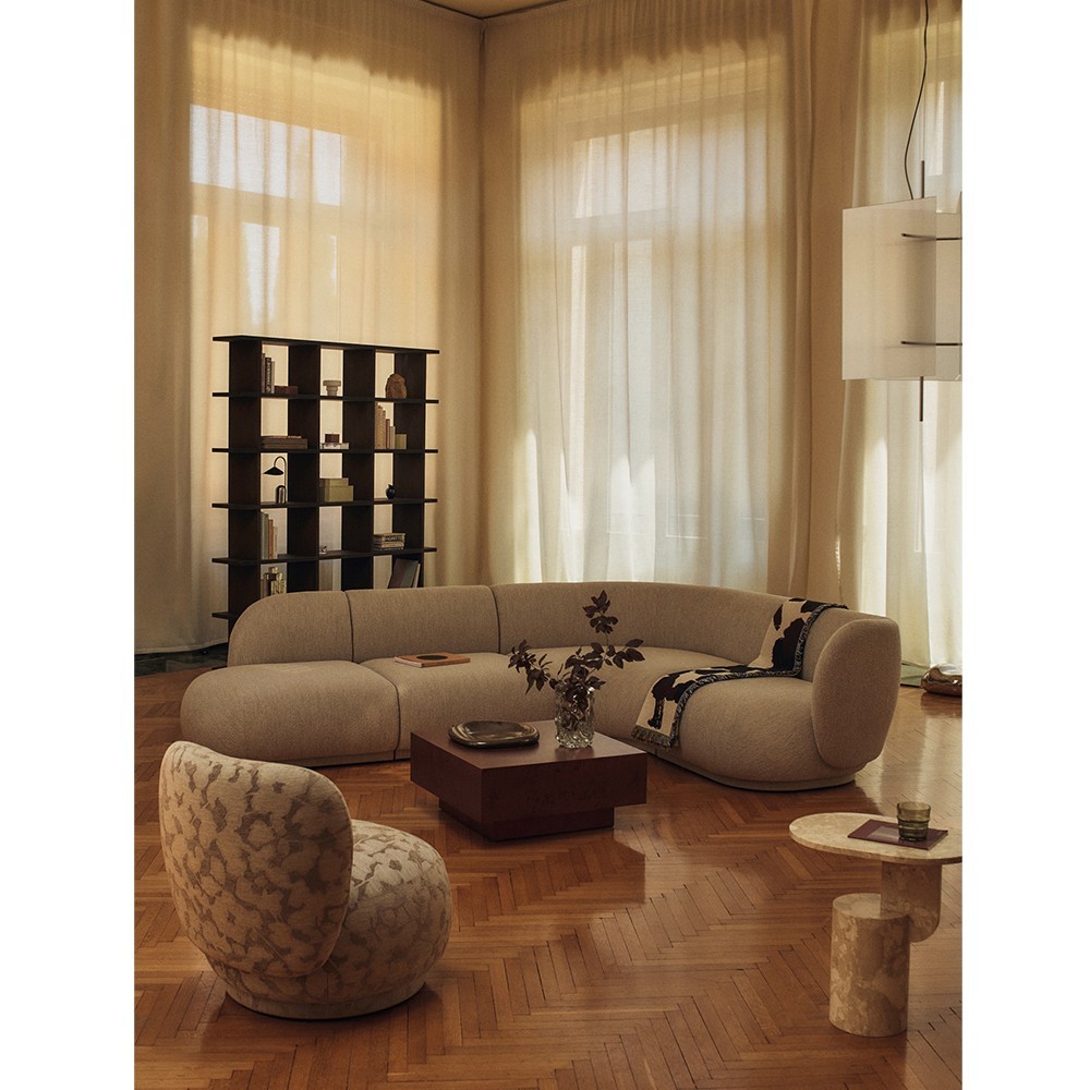 Table basse de rangement en ronce - Teinté foncé