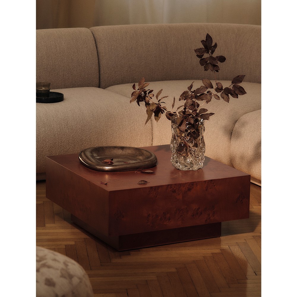 Table basse de rangement en ronce - Teinté foncé