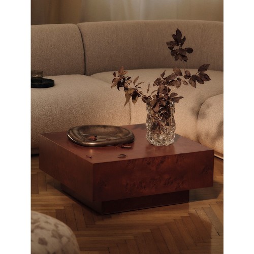 Table basse de rangement en ronce - Teinté foncé