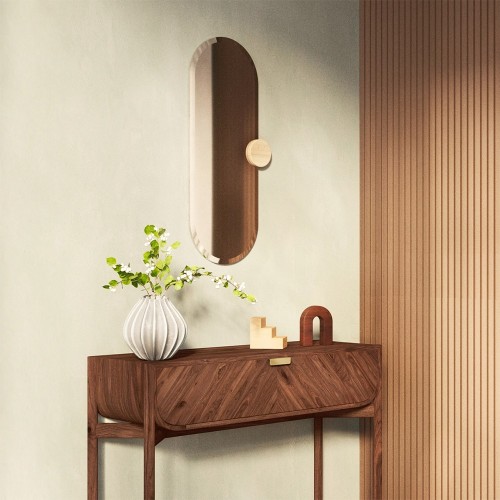 Specchio Sonia, vetro fumé, rovere naturale