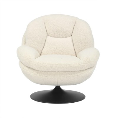 Fauteuil TOPI velours côtelé blanc