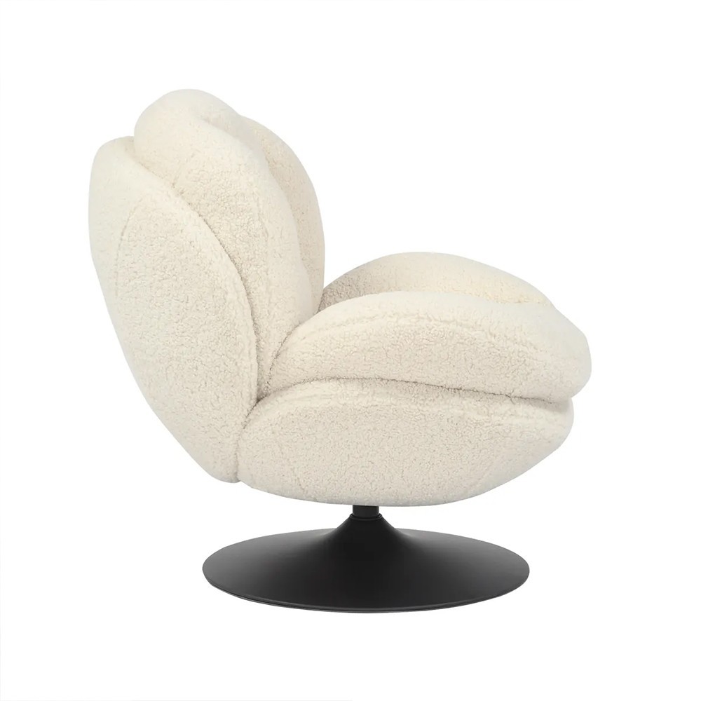 Fauteuil TOPI velours côtelé blanc