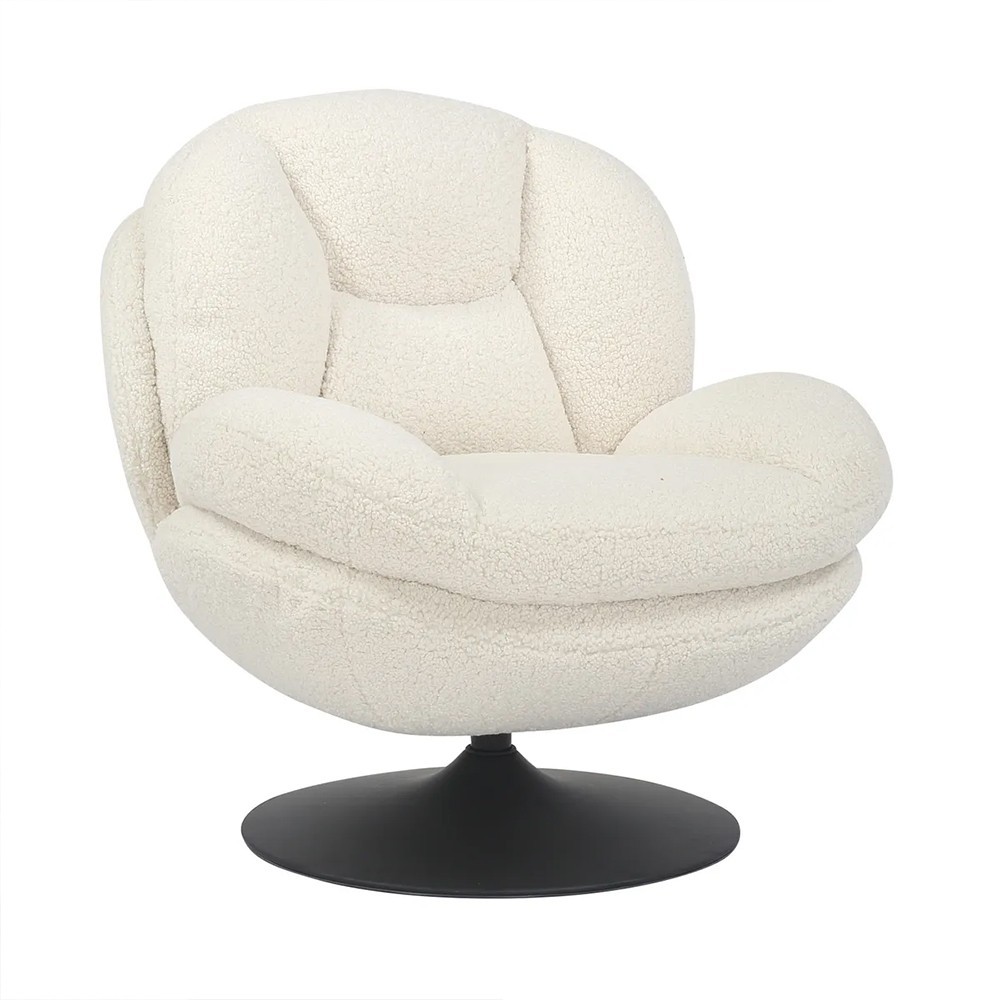 Fauteuil TOPI velours côtelé blanc