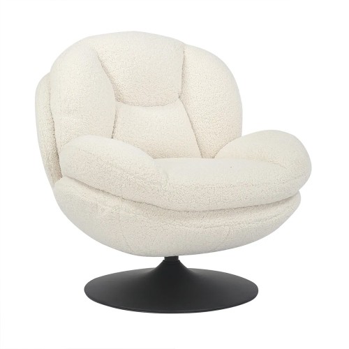Fauteuil TOPI velours côtelé blanc