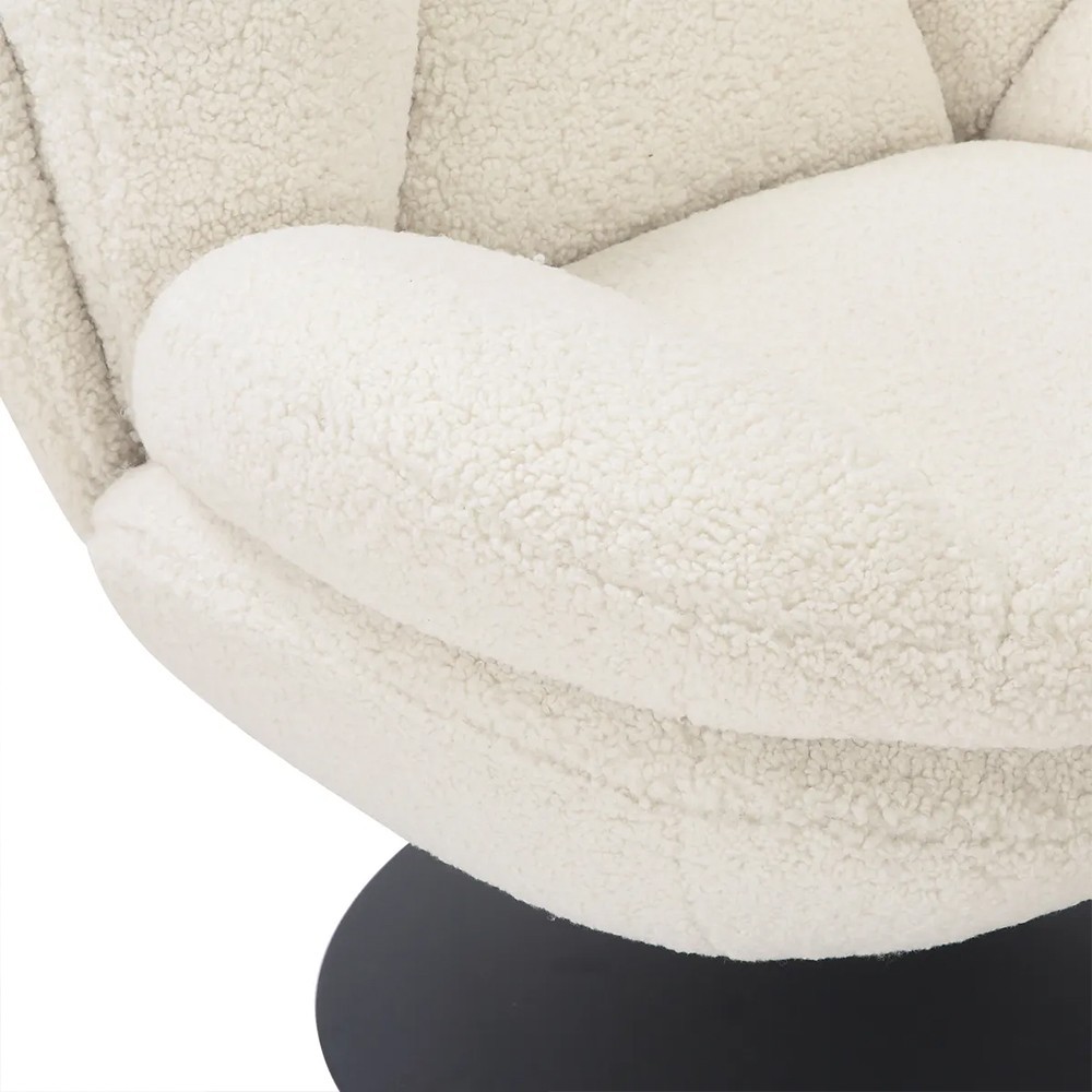 Fauteuil TOPI velours côtelé blanc