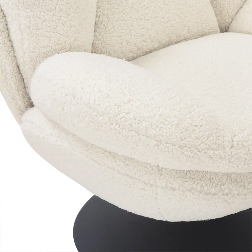 Fauteuil TOPI velours côtelé blanc