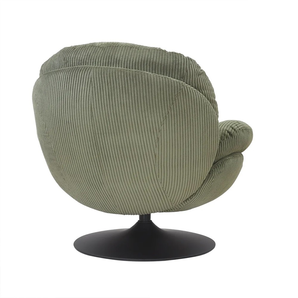 Fauteuil TOPI velours côtelé blanc