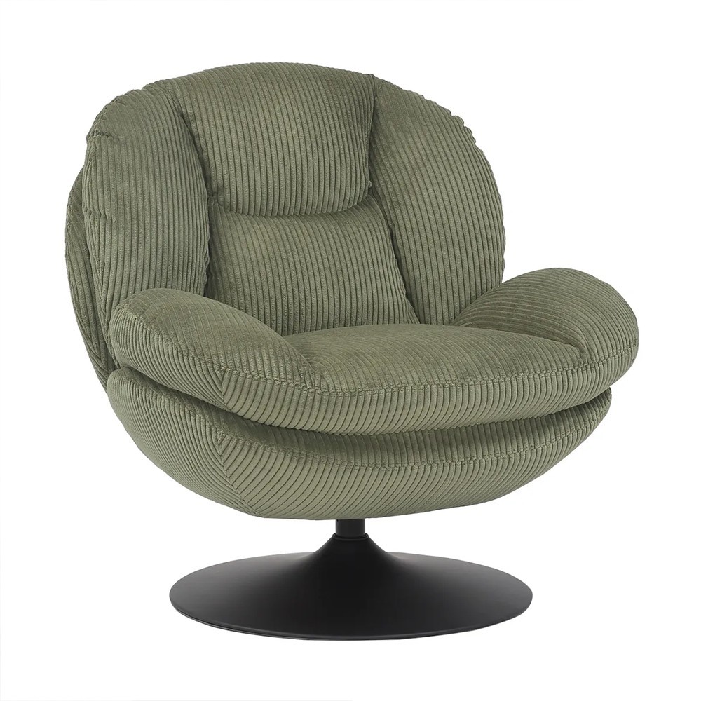 Fauteuil TOPI velours côtelé vert