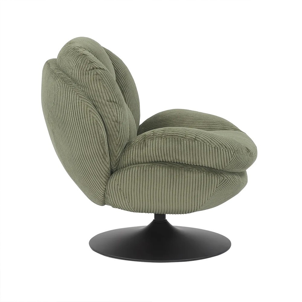 Fauteuil TOPI velours côtelé blanc
