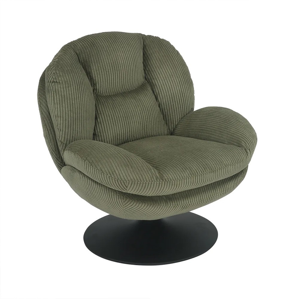 Fauteuil TOPI velours côtelé blanc