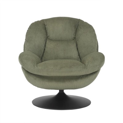 Fauteuil TOPI velours côtelé blanc