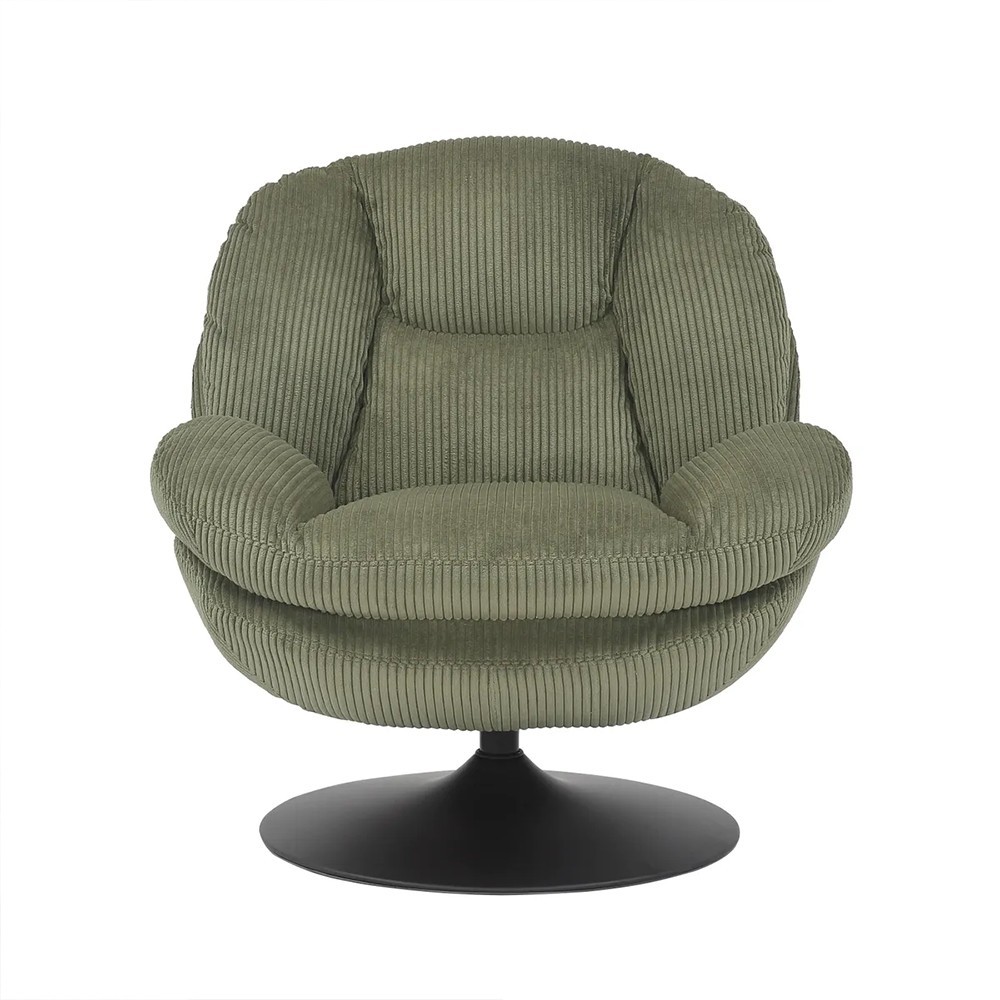 Fauteuil TOPI velours côtelé vert