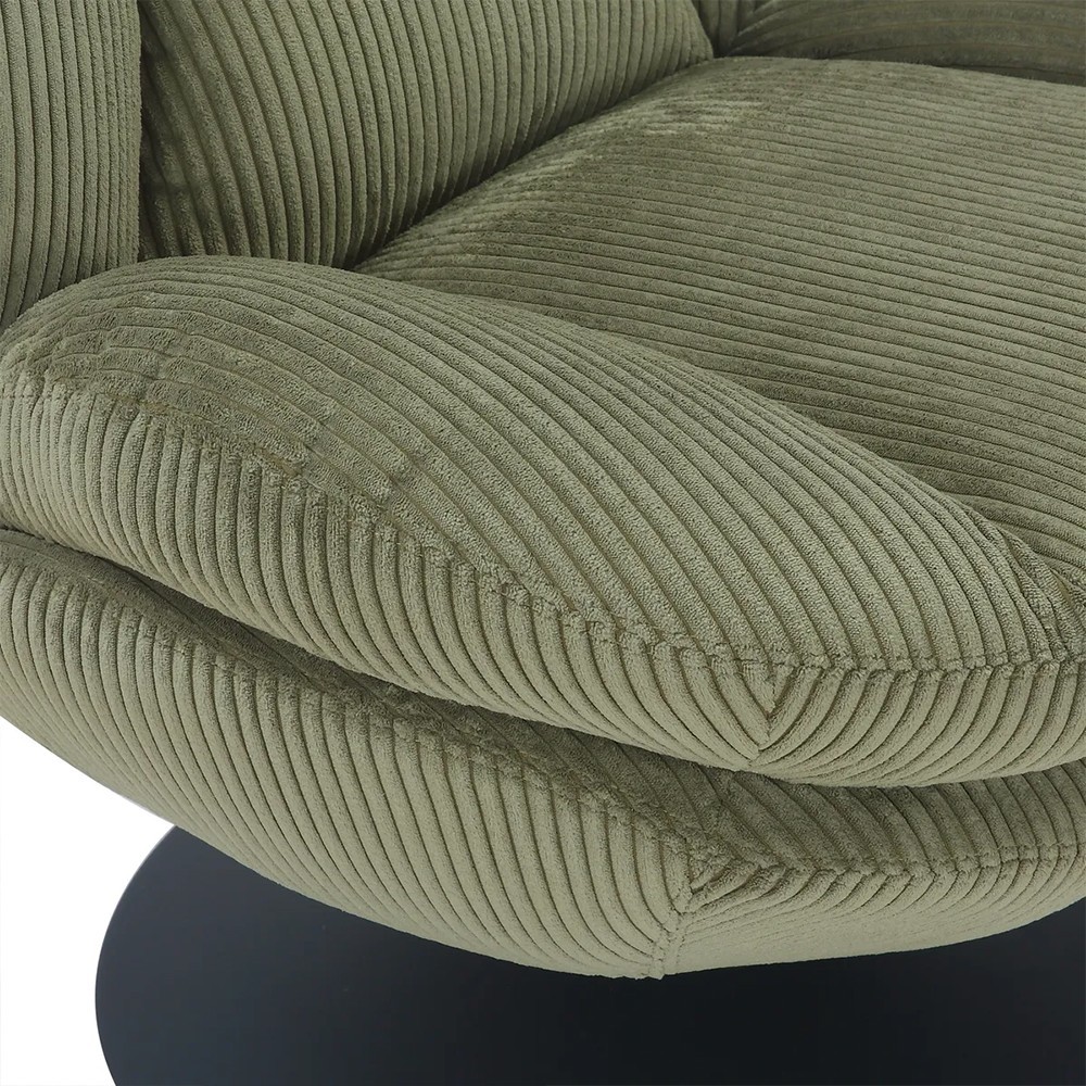 Fauteuil TOPI velours côtelé blanc