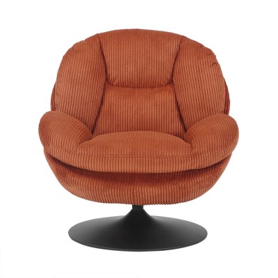 Fauteuil TOPI velours côtelé terracotta