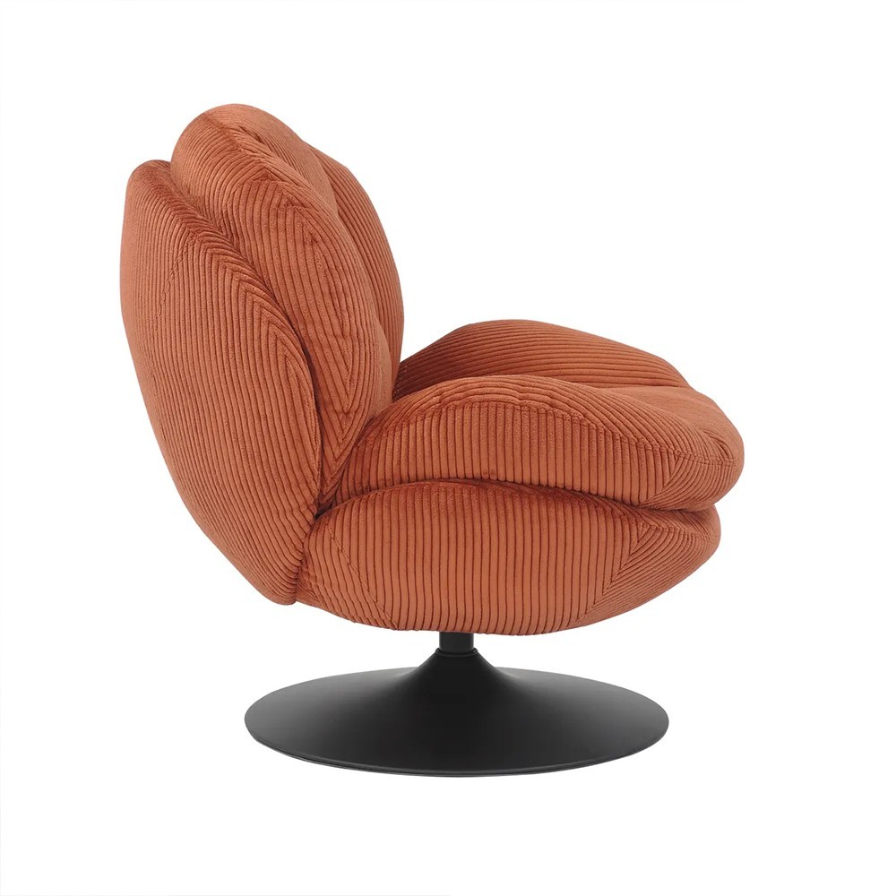 Fauteuil TOPI velours côtelé terracotta