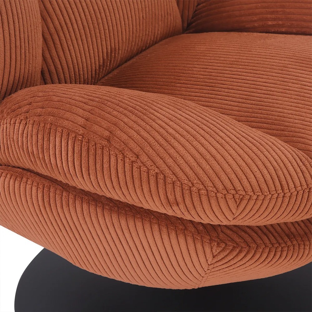 Fauteuil TOPI velours côtelé terracotta