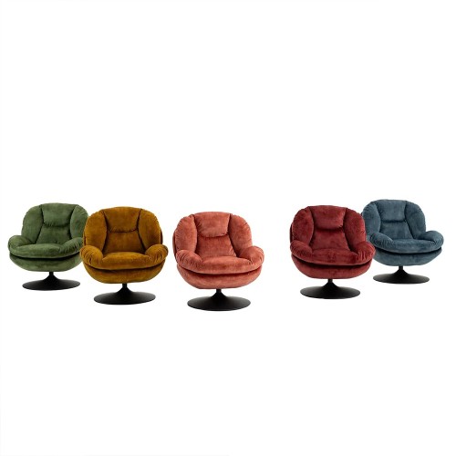 Fauteuil TOPI velours côtelé blanc