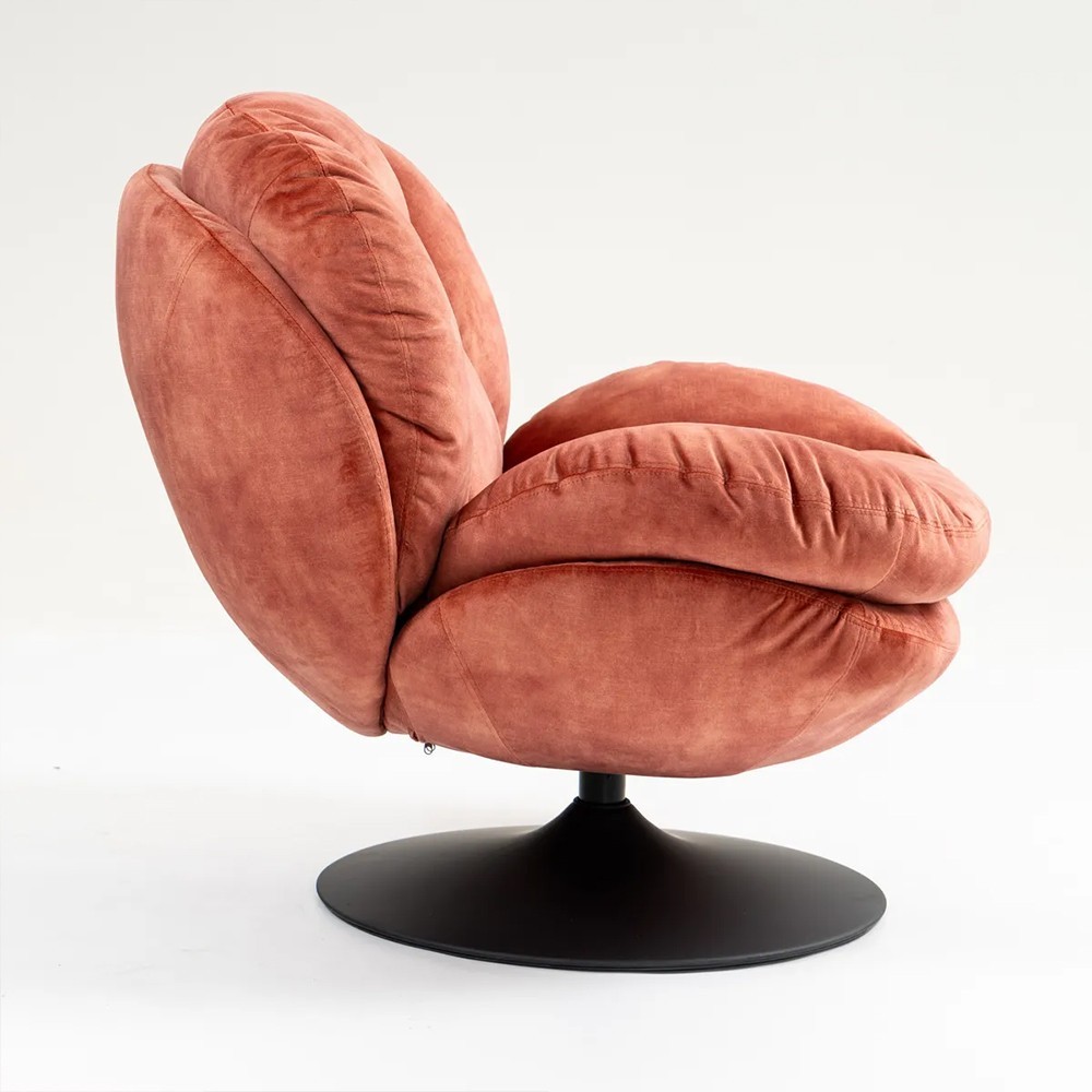 Fauteuil TOPI velours côtelé terracotta