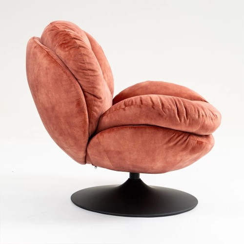 Fauteuil TOPI velours côtelé terracotta