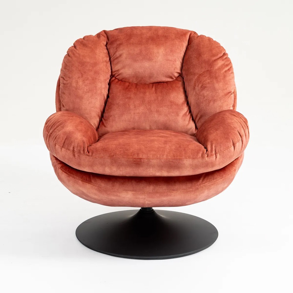 Fauteuil TOPI velours côtelé terracotta