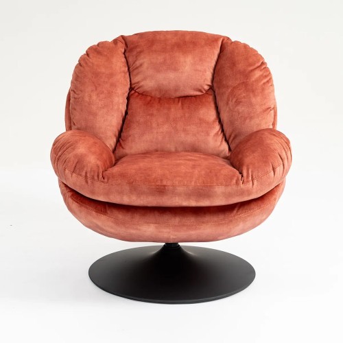 Fauteuil TOPI velours côtelé terracotta