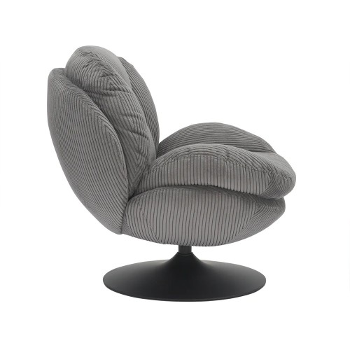 Fauteuil TOPI velours côtelé gris