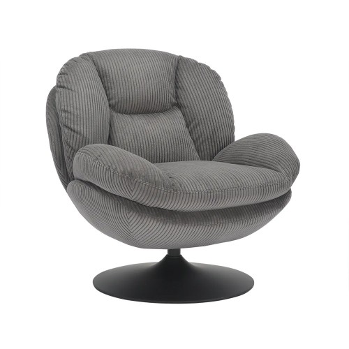 Fauteuil TOPI velours côtelé gris