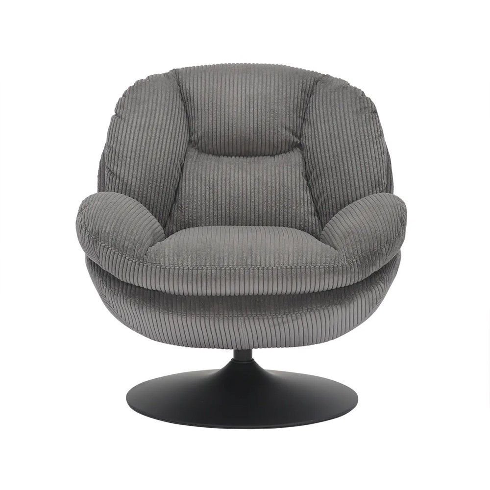 Fauteuil TOPI velours côtelé gris