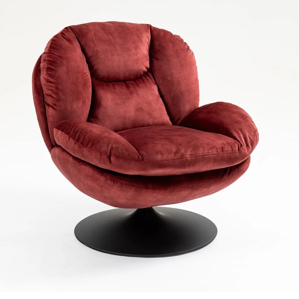 Fauteuil TOPI velours bordeaux