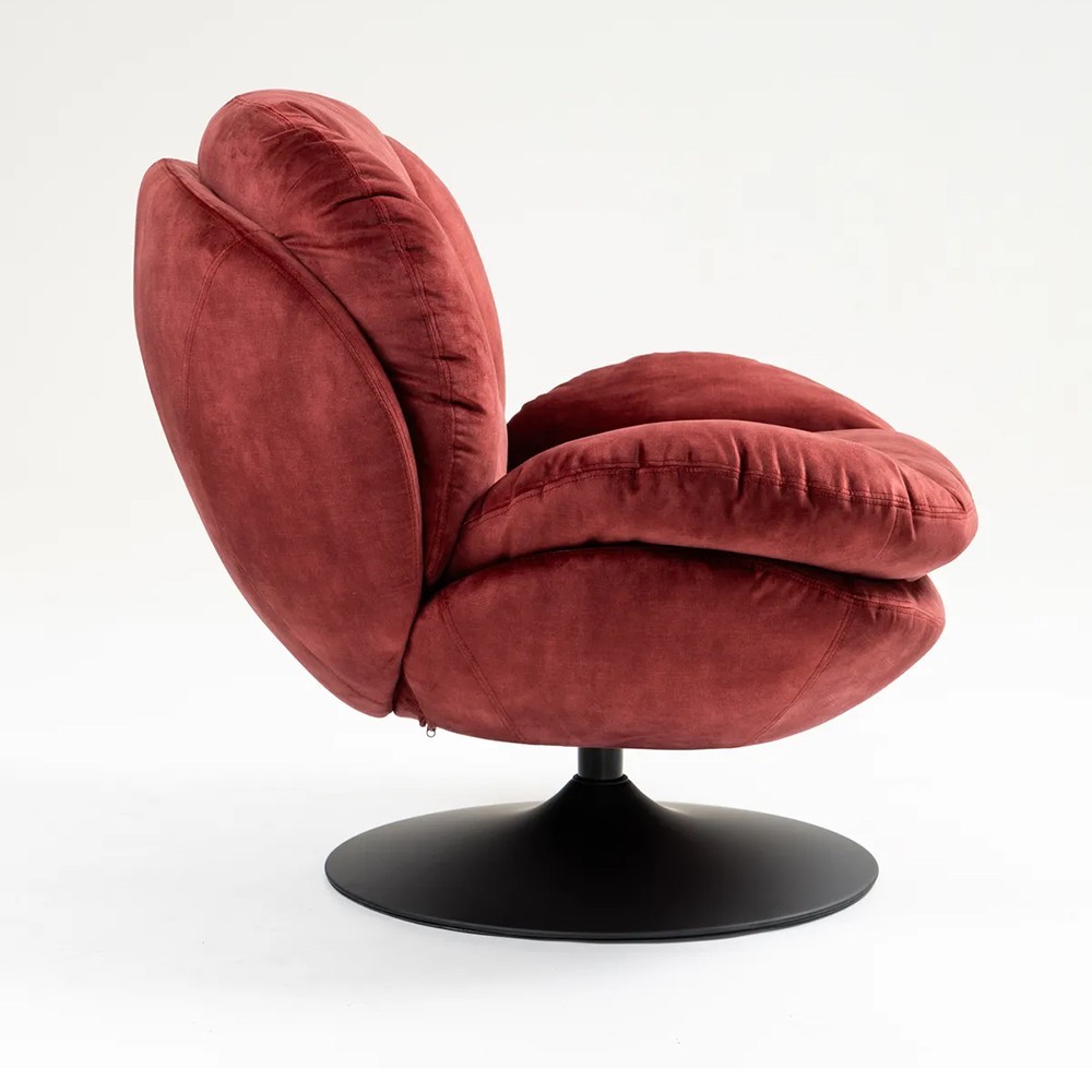 Fauteuil TOPI velours bordeaux